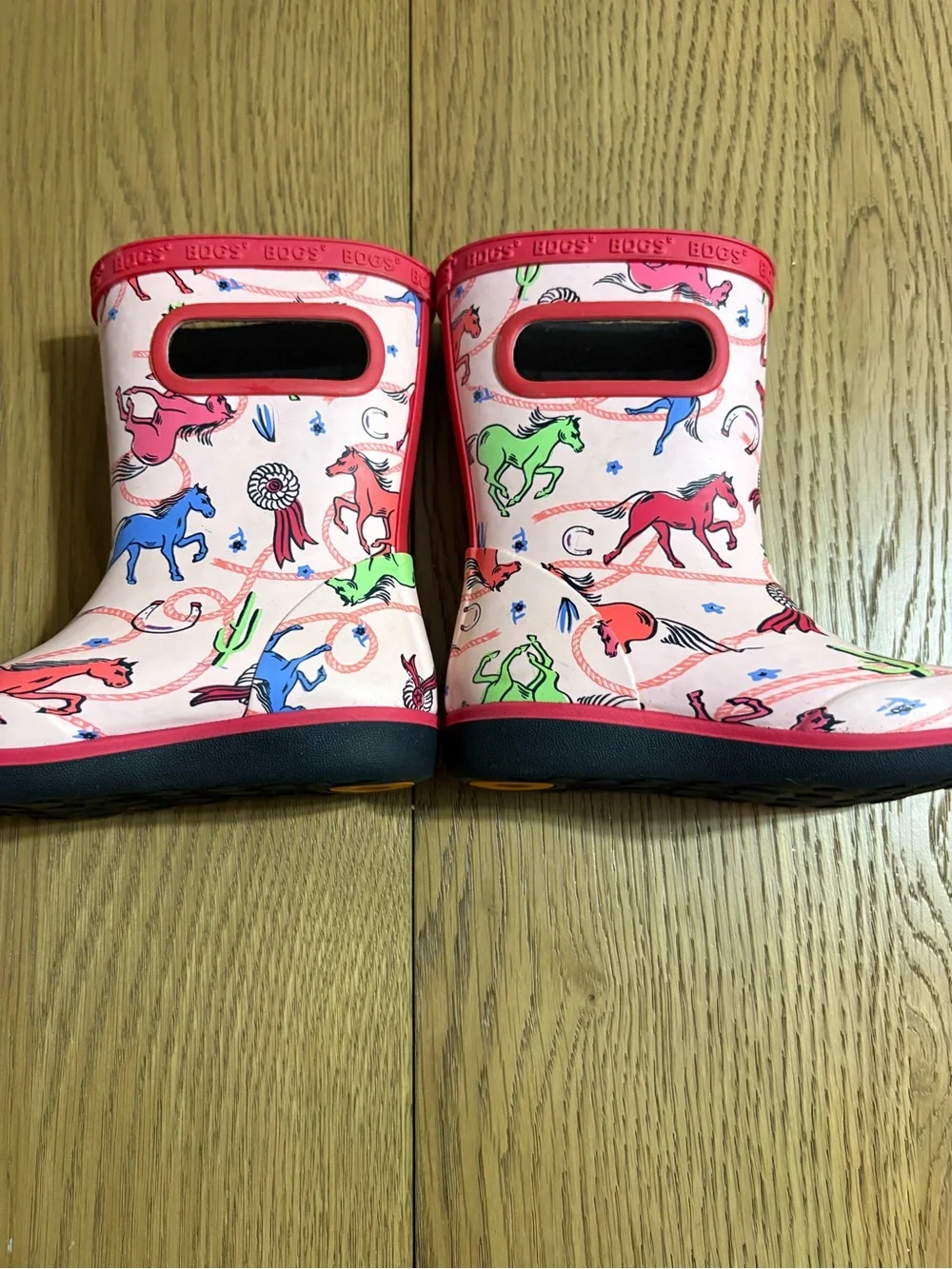 Bogs Pink Cowboy Horse Print Rain Boots